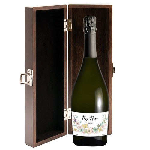 Personalised Prosecco - Art 1 Label in Elm Wood Gift Box